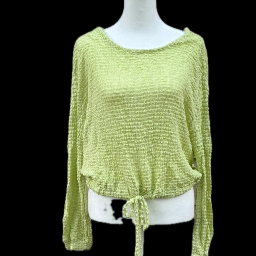 🎉ELAN Light Lime Tie-Waist Sweater – M, NWT, Open Back